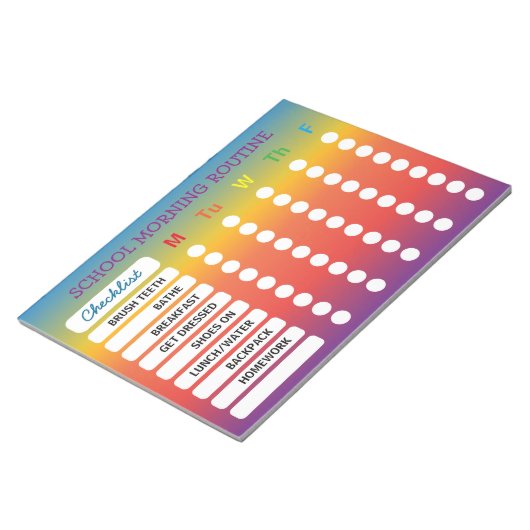 Fun Rainbow Daily Routine Checklist Bloc-notes (Incliné)