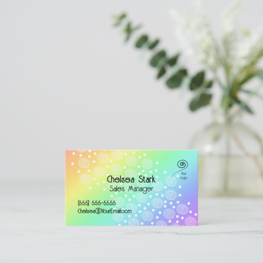 Fun Rainbow Gradient Cartes de visite (Debout devant)