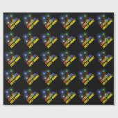 Fun Rainbow Kijk "CONGRATS" + aangepaste naam Cadeaupapier (Vlak)