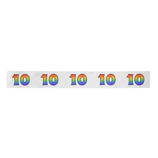 Fun, Rainbow Pattern "10" Event Number (grijs) Lint (Voorkant)