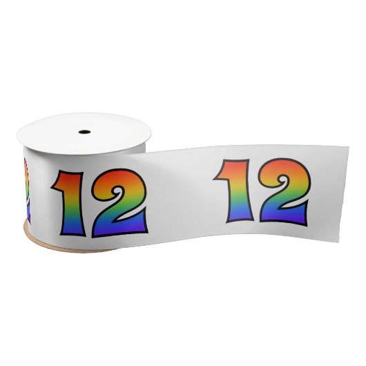 Fun, Rainbow Pattern "12" Event Number (grijs) Lint (Spoel)
