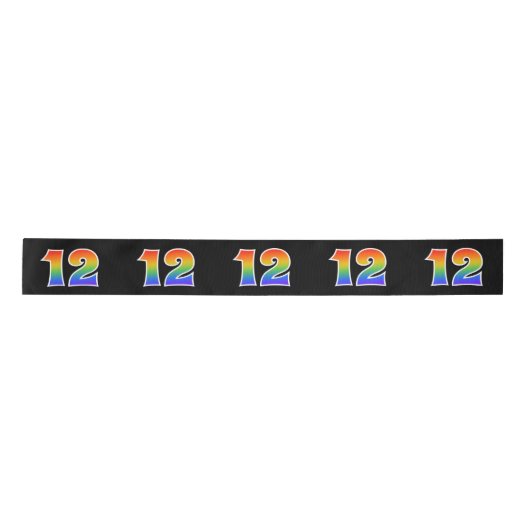 Fun, Rainbow Pattern "12" Event Number (zwart) Lint (Voorkant)