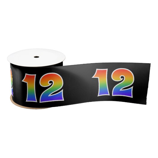 Fun, Rainbow Pattern "12" Event Number (zwart) Lint (Spoel)