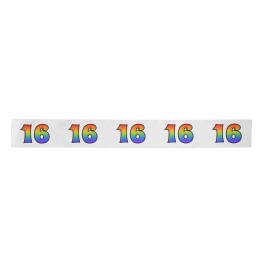 Fun, Rainbow Pattern "16" Event Number (grijs) Lint (Voorkant)