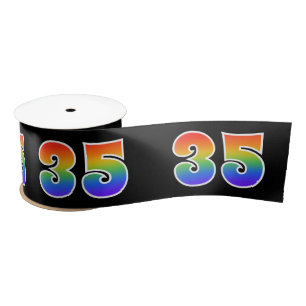Fun, Rainbow Pattern "35" Event Number (zwart) Lint