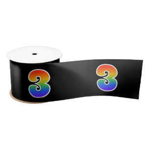Fun, Rainbow Pattern "3" Event Number (zwart) Lint