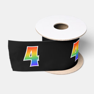 Fun, Rainbow Pattern "4" Event Number (zwart) Lint