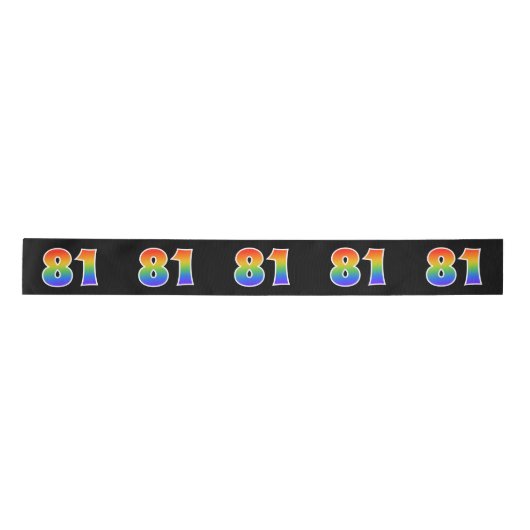 Fun, Rainbow Pattern "81" Event Number (zwart) Lint (Voorkant)