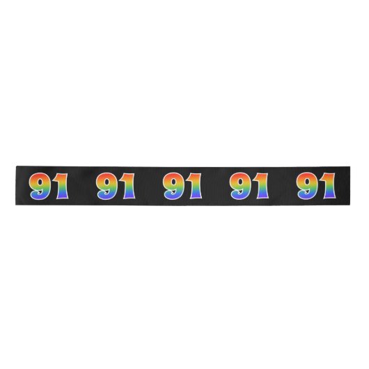 Fun, Rainbow Pattern "91" Event Number (zwart) Lint (Voorkant)