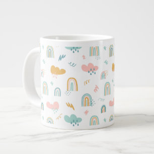 Fun Rainbow & Rain Cloud Pattern Extra Grote Beker