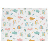 Fun Rainbow & Rain Cloud Pattern Groot Cadeauzakje (Achterkant)