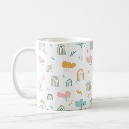 Fun Rainbow & Rain Cloud Pattern Koffiemok (Links)