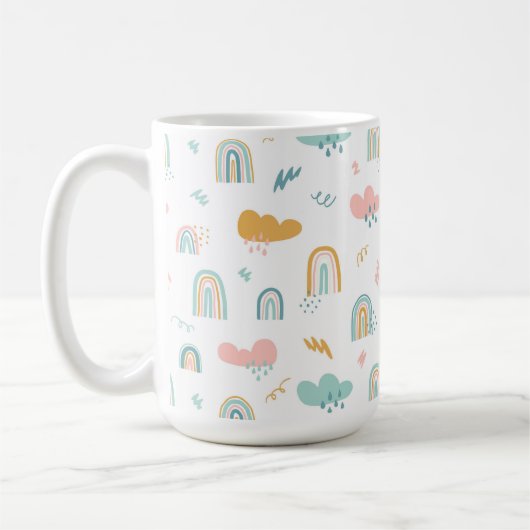 Fun Rainbow & Rain Cloud Pattern Koffiemok (Links)
