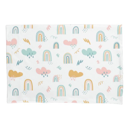Fun Rainbow & Rain Cloud Pattern Kussensloop (Voorkant)