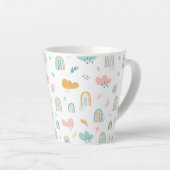 Fun Rainbow & Rain Cloud Pattern Latte Mok (Rechterhoek)