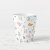Fun Rainbow & Rain Cloud Pattern Latte Mok (Voorkant)