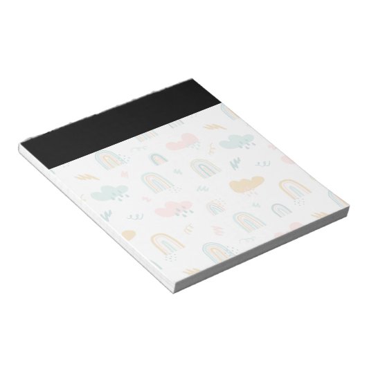 Fun Rainbow & Rain Cloud Pattern Notitieblok (Schuin)