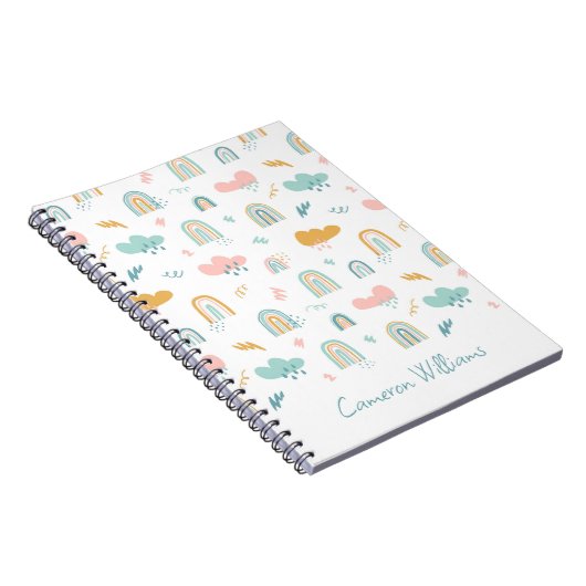 Fun Rainbow & Rain Cloud Pattern Notitieboek (Rechterzijde)