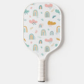 Fun Rainbow & Rain Cloud Pattern Pickleball Paddle (Achterkant)