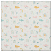 Fun Rainbow & Rain Cloud Pattern Stof (Swatch)