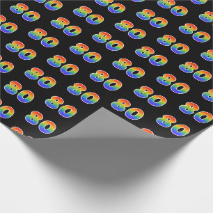 Fun Rainbow Spectrum Patroon "80" Evenementennumme Cadeaupapier