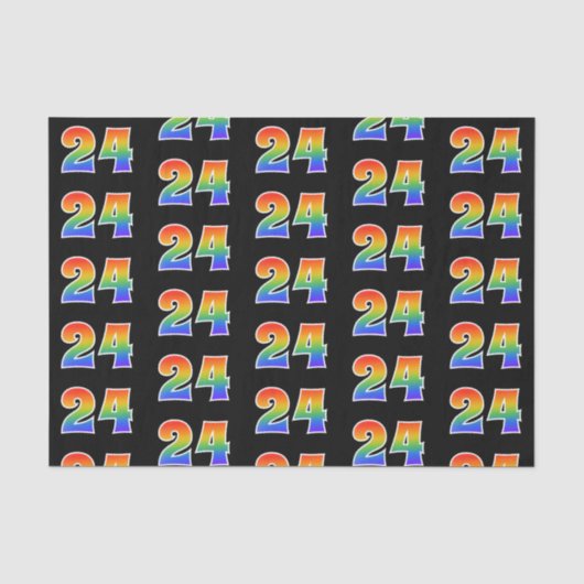 Fun Rainbow Spectrum Pattern "24" Event Number Tissuepapier (Voorkant)