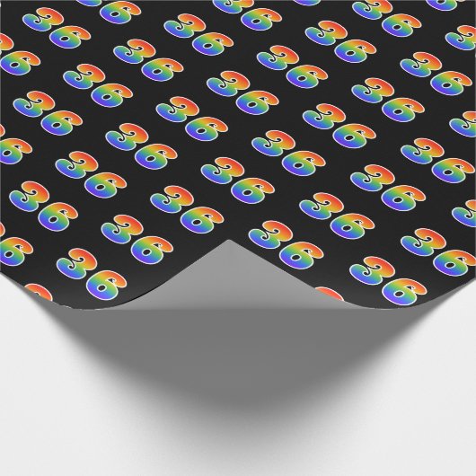 Fun Rainbow Spectrum Pattern "36" Event Number Cadeaupapier (Hoek)