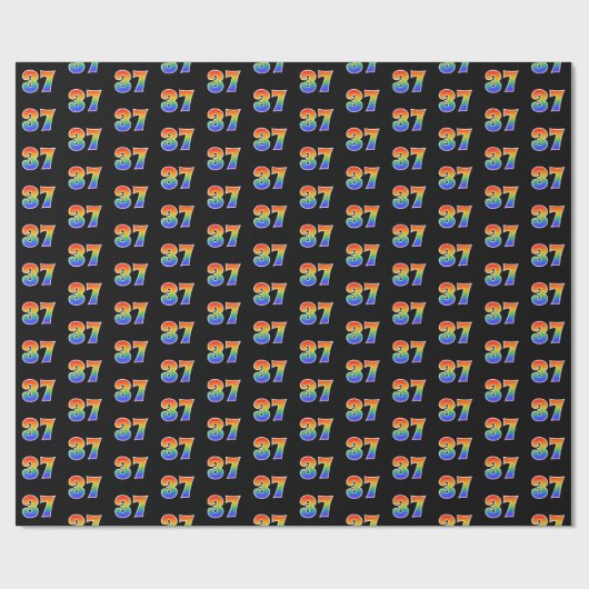 Fun Rainbow Spectrum Pattern "37" Event Number Cadeaupapier (Vlak)