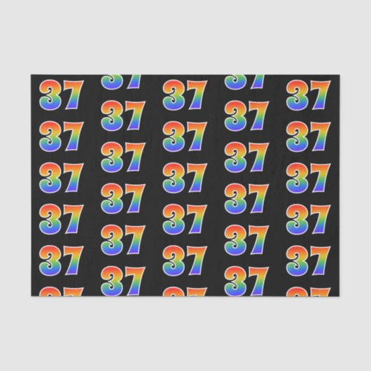 Fun Rainbow Spectrum Pattern "37" Event Number Tissuepapier (Voorkant)