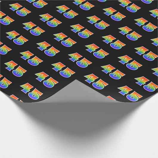 Fun Rainbow Spectrum Pattern "45" Event Number Cadeaupapier (Hoek)