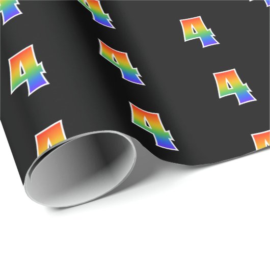 Fun Rainbow Spectrum Pattern "4" Event Number Cadeaupapier (Rol Hoek)