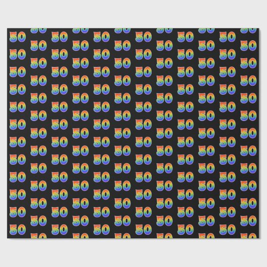 Fun Rainbow Spectrum Pattern "50" Event Number Cadeaupapier (Vlak)