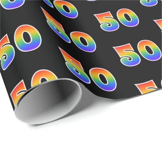 Fun Rainbow Spectrum Pattern "50" Event Number Cadeaupapier (Rol Hoek)
