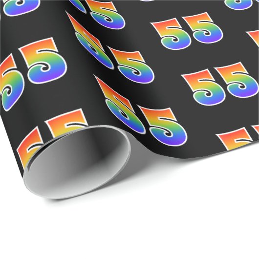 Fun Rainbow Spectrum Pattern "55" Event Number Cadeaupapier (Rol Hoek)