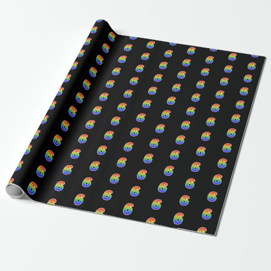 Fun Rainbow Spectrum Pattern "6" Event Number Cadeaupapier (Uitgerold)