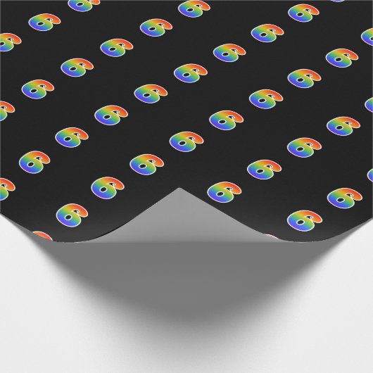 Fun Rainbow Spectrum Pattern "6" Event Number Cadeaupapier (Hoek)