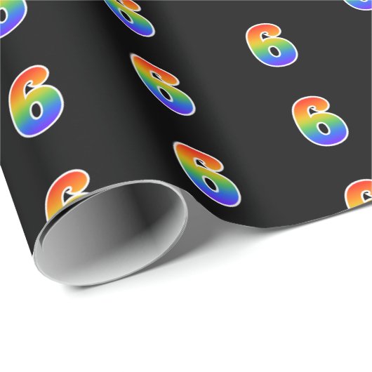 Fun Rainbow Spectrum Pattern "6" Event Number Cadeaupapier (Rol Hoek)