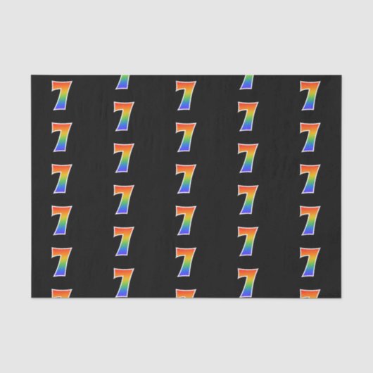 Fun Rainbow Spectrum Pattern "7" Event Number Tissuepapier (Voorkant)