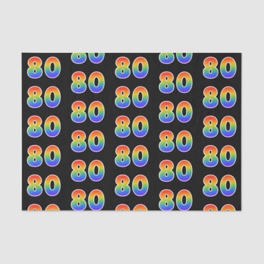 Fun Rainbow Spectrum Pattern "80" Event Number Tissuepapier (Voorkant)