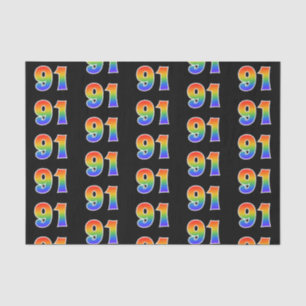 Fun Rainbow Spectrum Pattern "91" Event Number Tissuepapier