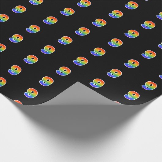 Fun Rainbow Spectrum Pattern "9" Event Number Cadeaupapier (Hoek)