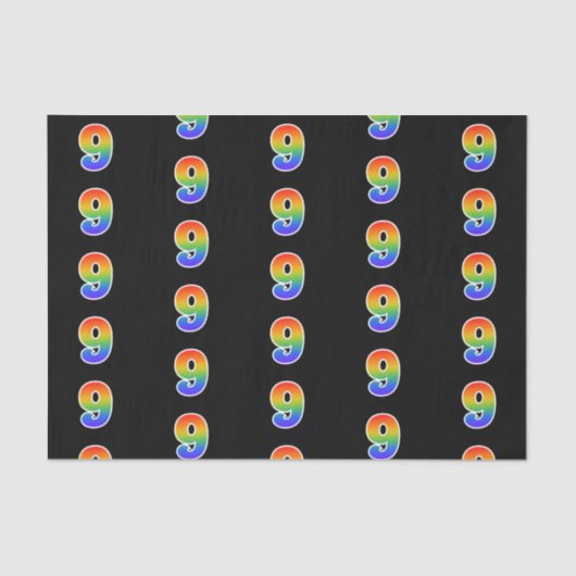 Fun Rainbow Spectrum Pattern "9" Event Number Tissuepapier (Voorkant)