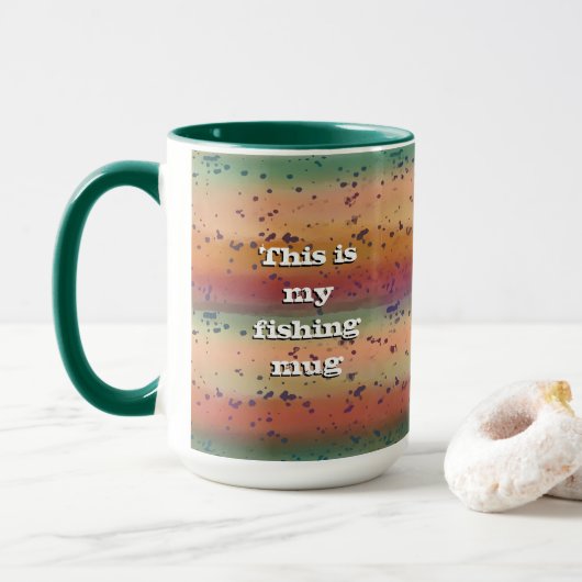 Fun Rainbow Trout Pattern met naam Fisherman's Mok (Met donut)