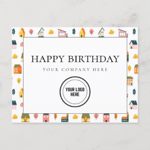 Fun Real Estate Happy Birthday Voeg Logo toe Briefkaart