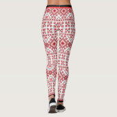 Fun Red Black Nordic Fair Isle Snowflake Motif Leggings (Achterkant)