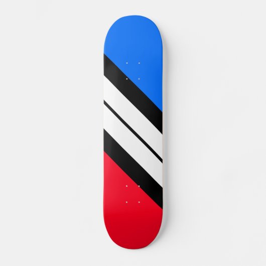 Fun Red Blue White Diagonal Racing Stripe Skateboard (Voorkant)