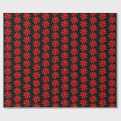 Fun Red Bows Pattern op Black Background Cadeaupapier (Vlak)