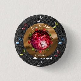 Fun Red Disco Ball Afstuderen Fun Ronde Button 3,2 Cm
