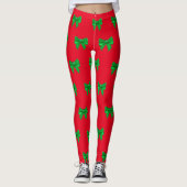 Fun Red- en Green Bow-kerstLeggings Leggings (Voorkant)