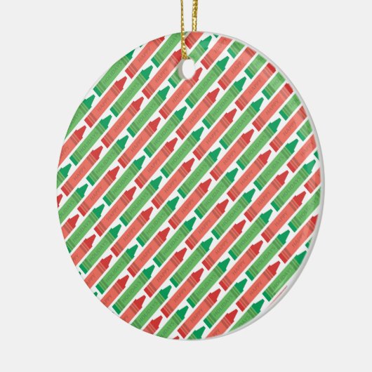 Fun Red en Green Holiday Crayon Pattern Keramisch Ornament (Links)